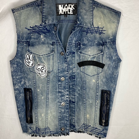 black denim vest for patches
